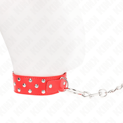 KINK - RING RIVET STRAP NECKLACE WITH BELT 65 CM RED ADJUSTABLE 36 - 50 CM X 3.8 CM - Kink&Play