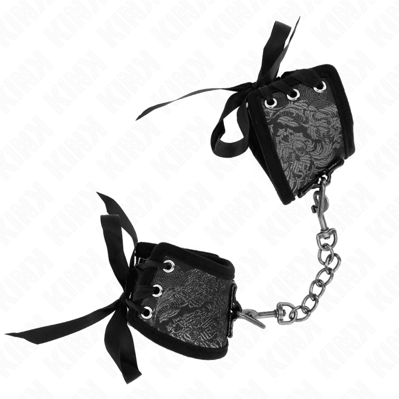 KINK - SCANDAL WRIST RESTRAINTS BLACK LACE DETAILS 24.5 CM X 6.5 CM - Kink&Play