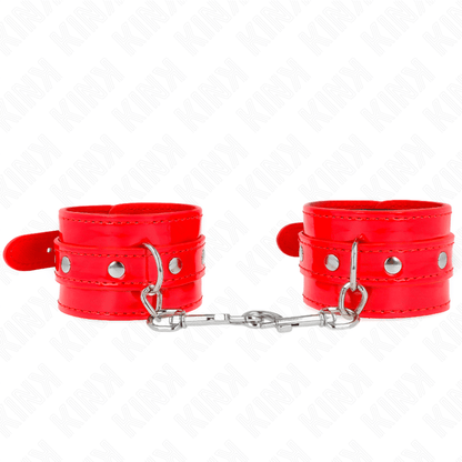 KINK - SHINY HAND CUFFS RED ADJUSTABLE 23 - 33 CM - Kink&Play