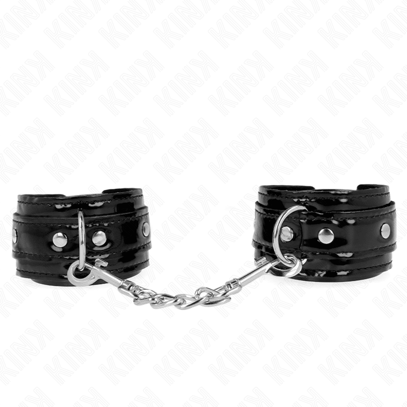 KINK - SHINY NEOPRENE WRIST CUFFS ADJUSTABLE 17 - 24 CM X 4.5 CM - Kink&Play