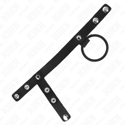 KINK - SILICONE PENIS RING 3.8 CM WITH BALL DIVIDER AND LEATHER STRAP 22 X 1.5 CM - Kink&Play