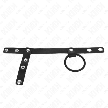 KINK - SILICONE PENIS RING 3.8 CM WITH BALL DIVIDER AND LEATHER STRAP 22 X 1.5 CM - Kink&Play