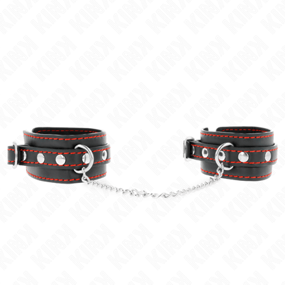 KINK - SMALL WRIST RESTRAINTS BLACK WITH RED LINING ADJUSTABLE 14 - 24 CM X 3.5 CM - Kink&Play
