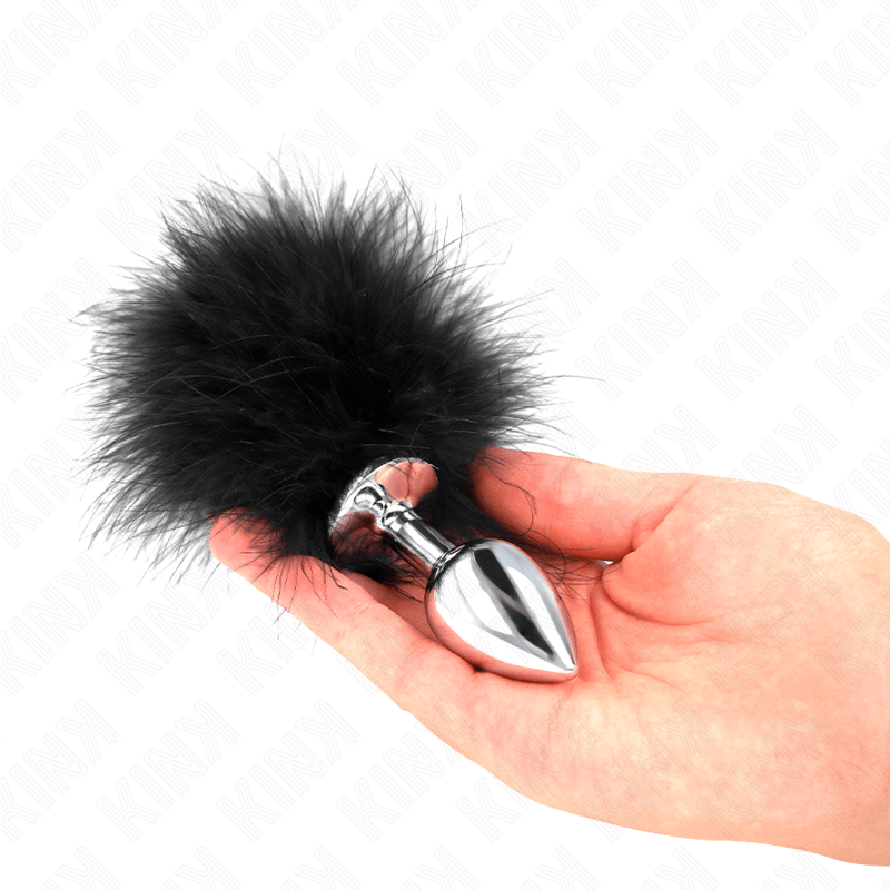 KINK - STAINLESS STEEL ANAL PLUG 11 x 7 CM WITH FEATHER 11 CM - Kink&Play