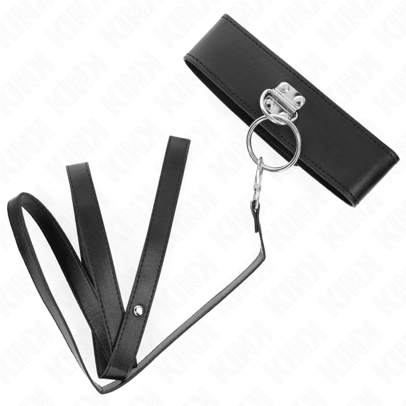 KINK - STUDDED LEASH 116 CM COLLAR WITH LEATHERETTE STRAP 50 X 5 CM - Kink&Play