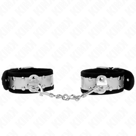 KINK - THIN WRIST RESTRAINTS BLACK / SILVER 30 X 4 CM - Kink&Play