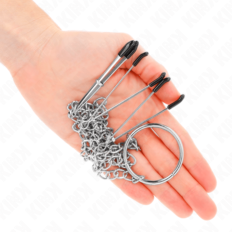 KINK - TRIPLE NIPPLE AND CLIT CLAMPS WITH CHAIN MODEL 1 - Kink&Play