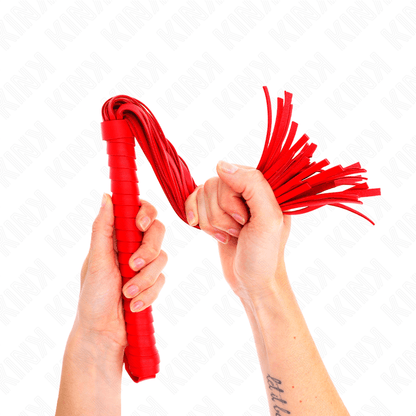 KINK - WHIP WITH RED TEXTURED HANDLE 48.5 CM - Kink&Play