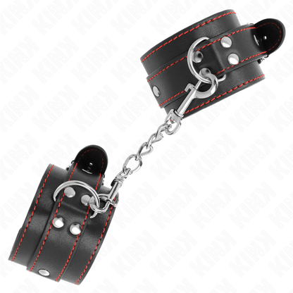 KINK - WRIST RESTRAINTS BLACK WITH RED LINING ADJUSTABLE 20 - 28 CM X 5.5 CM - Kink&Play