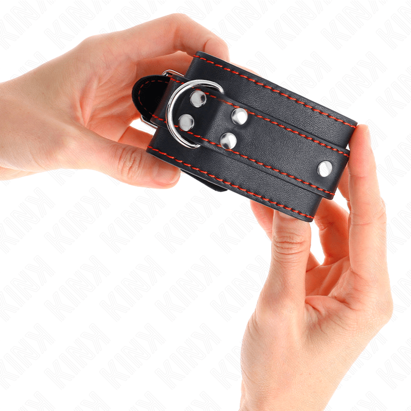 KINK - WRIST RESTRAINTS BLACK WITH RED LINING ADJUSTABLE 20 - 28 CM X 5.5 CM - Kink&Play