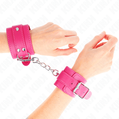 KINK - WRIST RESTRAINTS RASPBERRY ROSE WITH RASPBERRY ROSE LINING ADJUSTABLE 20 - 28 CM X 5.5 CM - Kink&Play