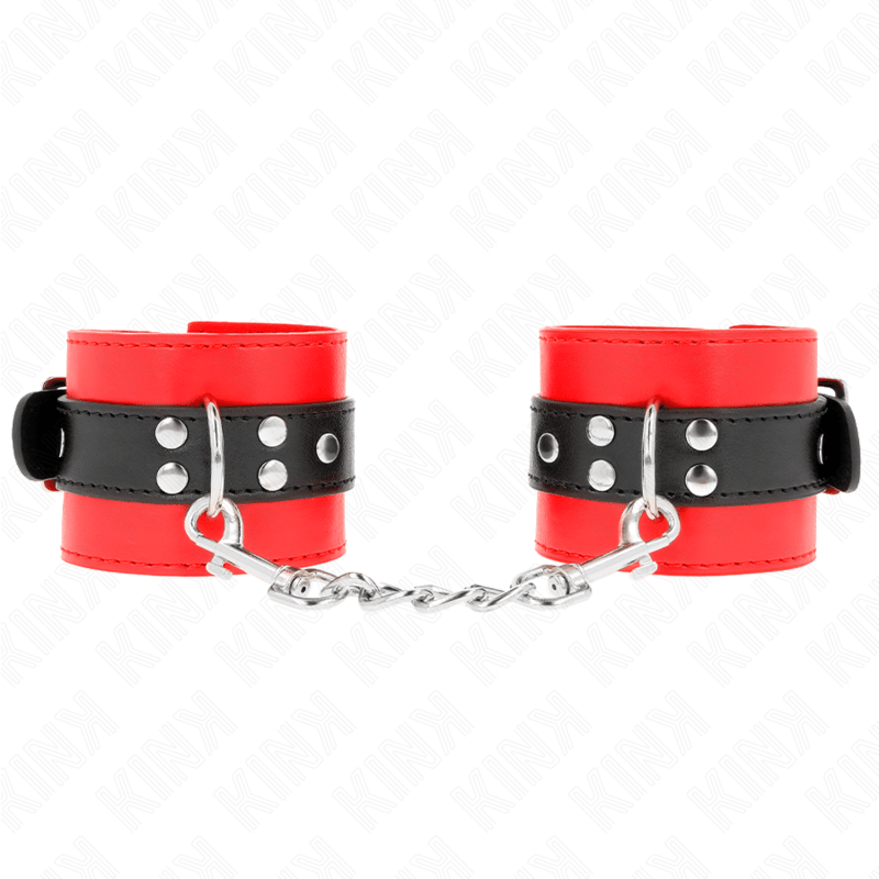 KINK - WRIST RESTRAINTS RED WITH BLACK BELT ADJUSTABLE 17 - 28 CM X 6 CM - Kink&Play