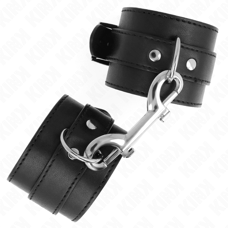 KINK - WRIST RESTRAINTS - SINGLE RIVET ROW AND BIG BUCKLE BLACK ADJUSTABLE 17 - 28 CM X 5 CM - Kink&Play