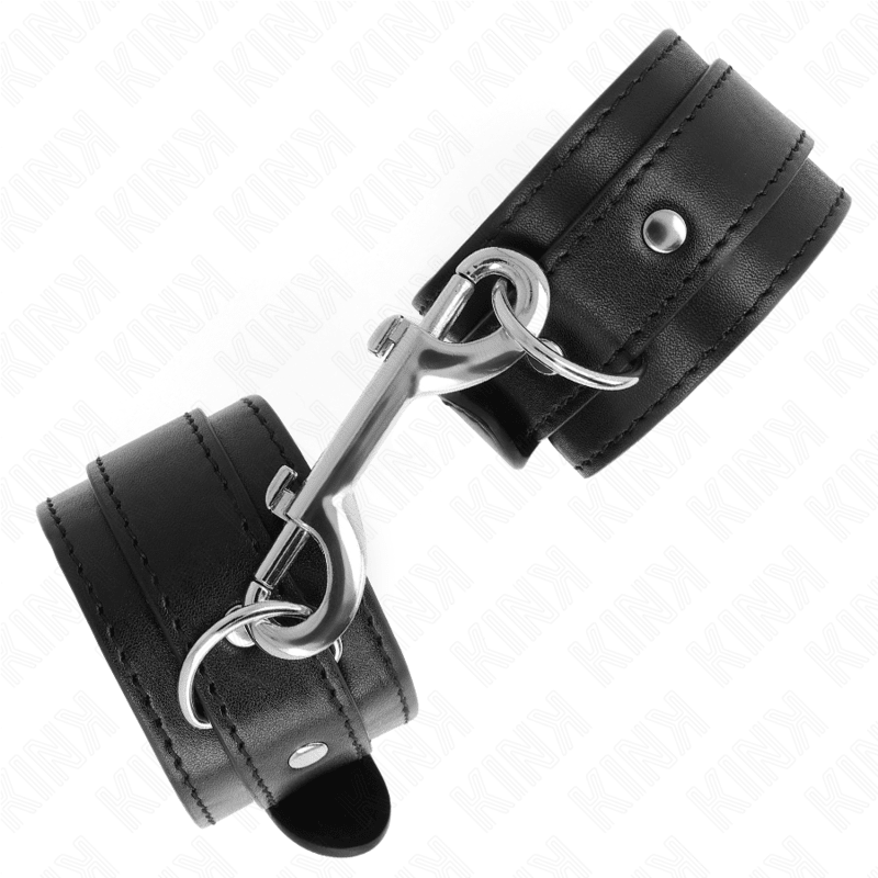 KINK - WRIST RESTRAINTS - SINGLE RIVET ROW BLACK ADJUSTABLE 17 - 28 CM X 5 CM - Kink&Play