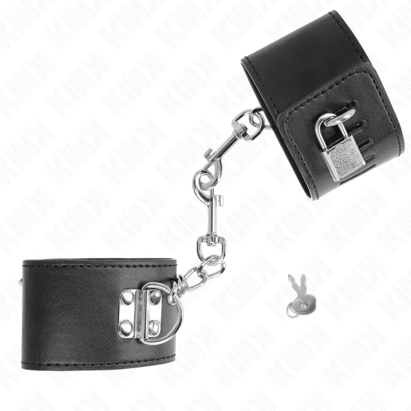 KINK - WRIST RESTRAINTS WITH PADLOCK CLOSURE BLACK ADJUSTABLE 16 - 23 CM X 5.5 CM - Kink&Play