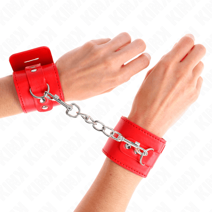 KINK - WRIST RESTRAINTS WITH PADLOCK CLOSURE RED ADJUSTABLE 16 - 23 CM X 5.5 CM - Kink&Play