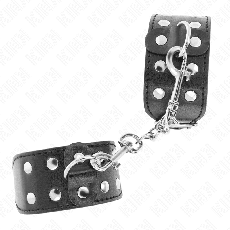 KINK - WRISTBANDS WITH DOUBLE LINE OF ADJUSTABLE STUDS BLACK - Kink&Play