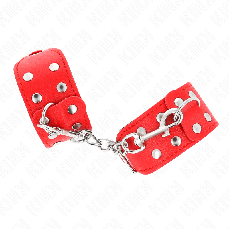 KINK - WRISTBANDS WITH DOUBLE LINE OF ADJUSTABLE STUDS RED - Kink&Play