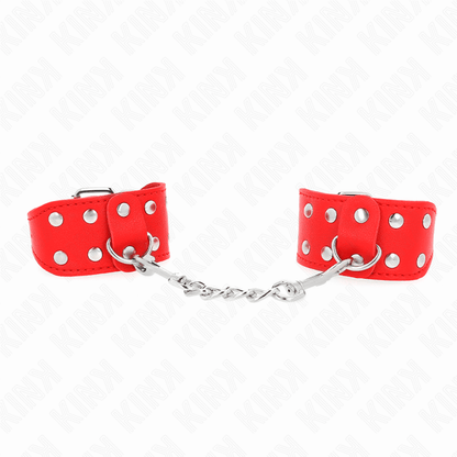 KINK - WRISTBANDS WITH DOUBLE LINE OF ADJUSTABLE STUDS RED - Kink&Play