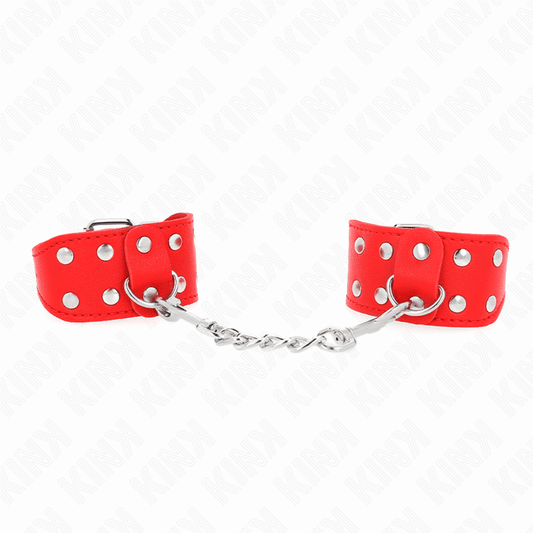 KINK - WRISTBANDS WITH DOUBLE LINE OF ADJUSTABLE STUDS RED - Kink&Play