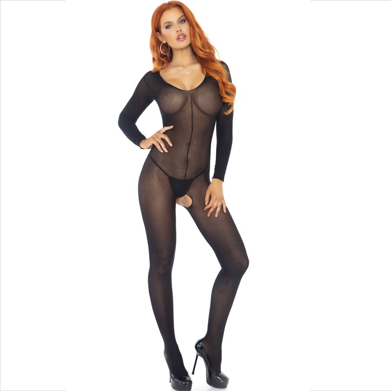 LEG AVENUE - BODYSTOCKING LONG SLEEVE BLACK - Kink&Play