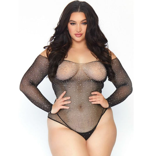 LEG AVENUE - CRYSTALIZED FISHNET BODYSTOCKING 1X - 2X - Kink&Play