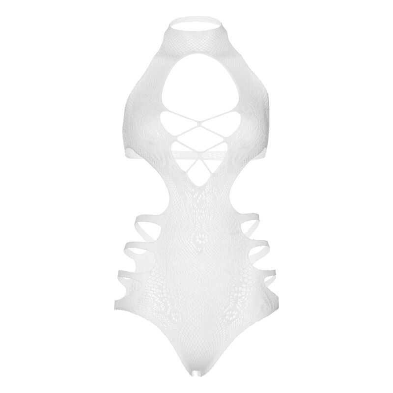 LEG AVENUE - CUT OUT STRAPPY BODYSUIT ONE SIZE - WHITE - Kink&Play