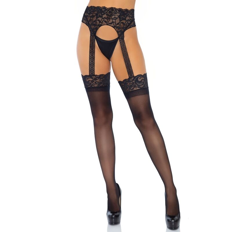 LEG AVENUE - OPAQUE GARTERBELT STOCKING ONE SIZE - Kink&Play