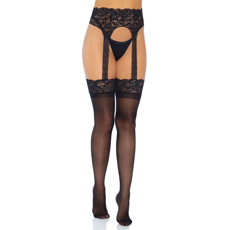 LEG AVENUE - OPAQUE GARTERBELT STOCKING ONE SIZE - Kink&Play