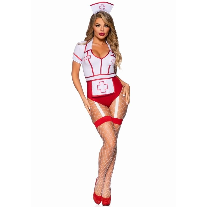 LEG AVENUE - SEXY NURSE COSTUME RED/WHITE S - Kink&Play