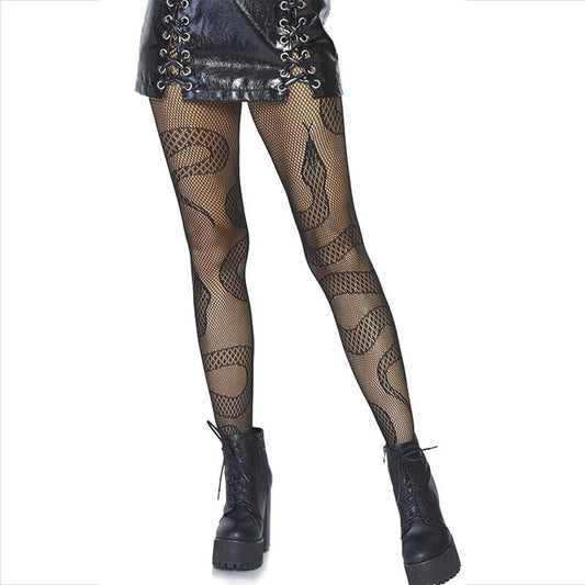 LEG AVENUE - STOCKINGS NET SNAKES BLACK - Kink&Play