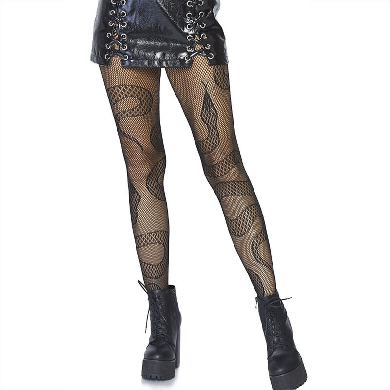 LEG AVENUE - STOCKINGS NET SNAKES BLACK - Kink&Play
