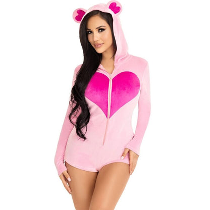 LEG AVENUE - TEDDY BEAR VELVET BODYSUIT PINK M - Kink&Play