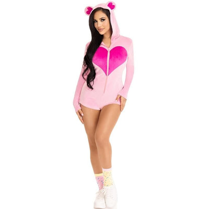 LEG AVENUE - TEDDY BEAR VELVET BODYSUIT PINK M - Kink&Play