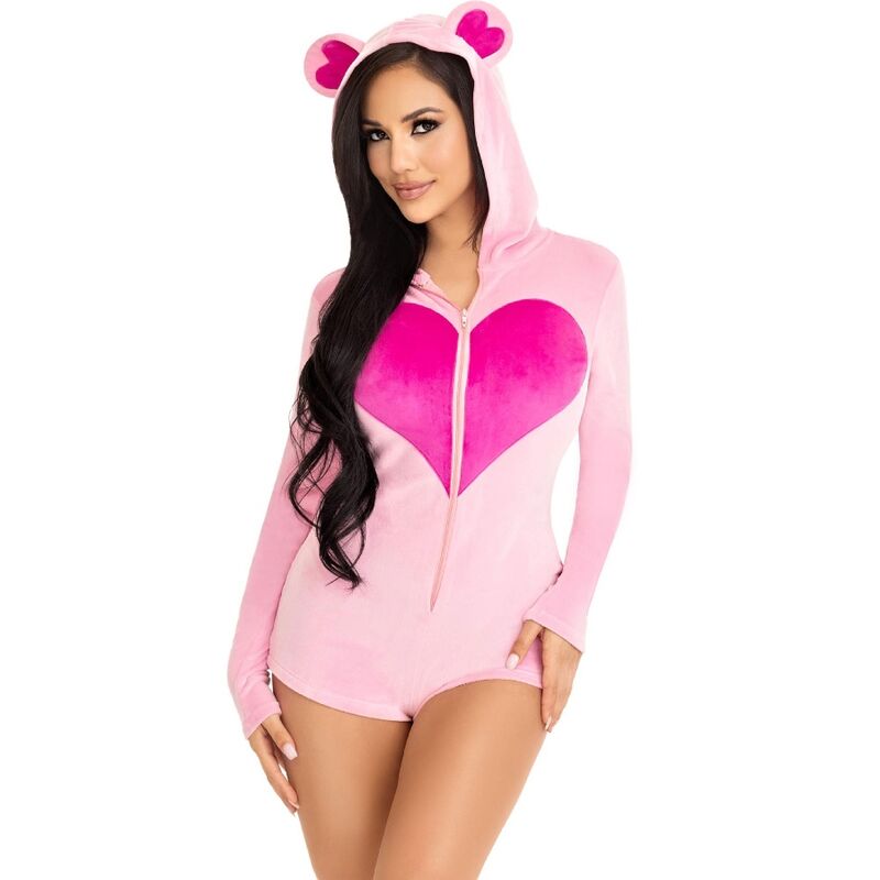 LEG AVENUE - TEDDY BEAR VELVET BODYSUIT PINK S - Kink&Play