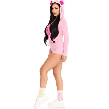 LEG AVENUE - TEDDY BEAR VELVET BODYSUIT PINK S - Kink&Play