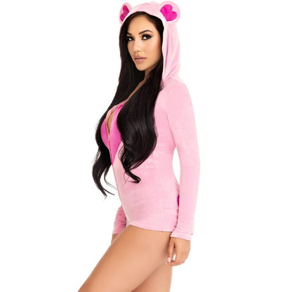 LEG AVENUE - TEDDY BEAR VELVET BODYSUIT PINK S - Kink&Play