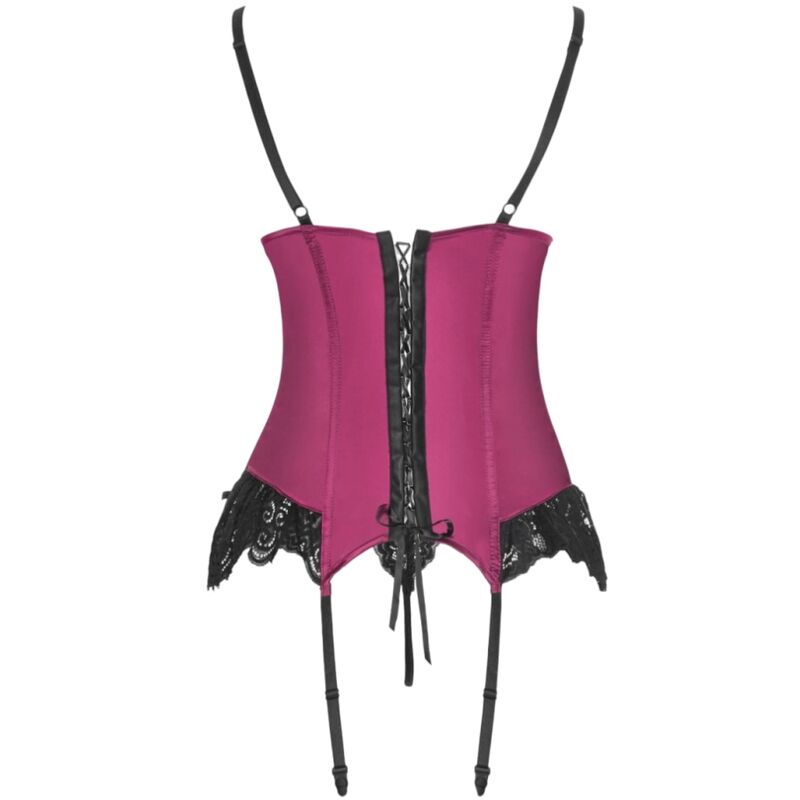 LIVCO CORSETTI FASHION - AGRAFENA CF 90436 CORSET + THONG BURGUNDY S/M - Kink&Play