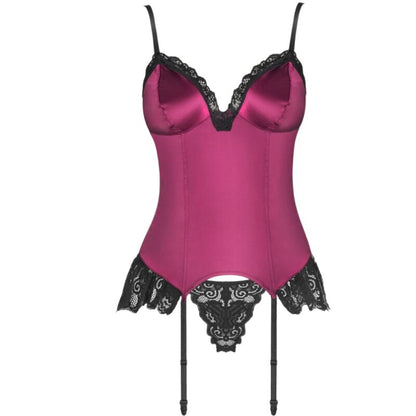 LIVCO CORSETTI FASHION - AGRAFENA CF 90436 CORSET + THONG BURGUNDY S/M - Kink&Play