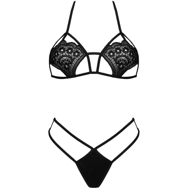 LIVCO CORSETTI FASHION - JIMENA LC 20216 BRA + THONG BLACK ONE SIZE - Kink&Play