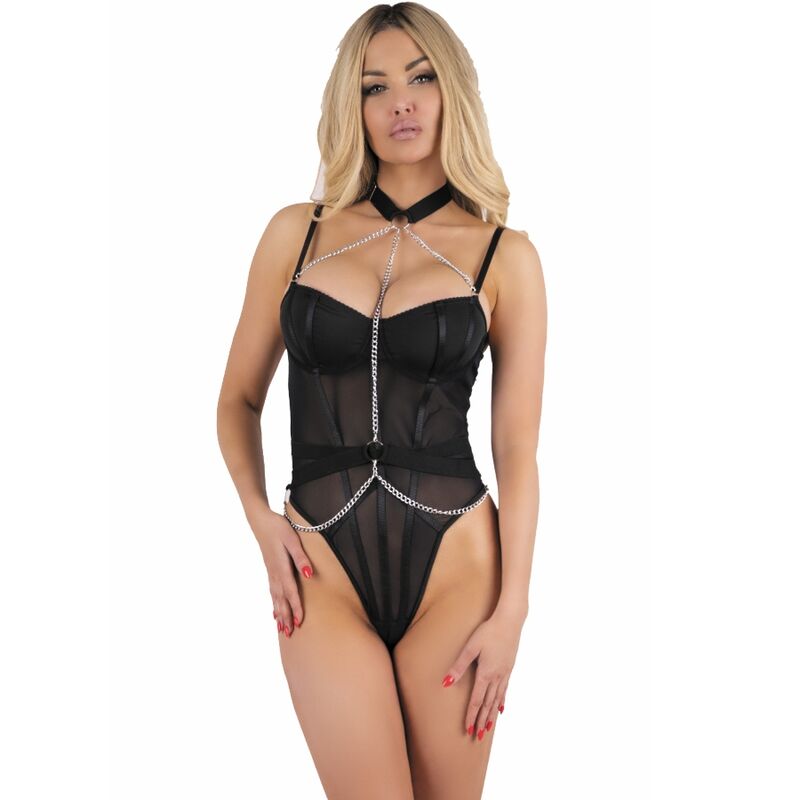 LIVCO CORSETTI FASHION - RUBIKA LC XG079 BODY WITH CHOKER BLACK S - Kink&Play