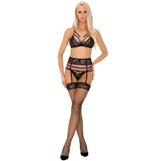 LIVCO CORSETTI FASHION - SNEHANA LC 90443 BRA + GARTER BELT + PANTY BLACK L/XL - Kink&Play