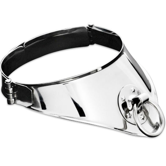 METAL HARD - RESTRAINT COLLAR WITH RING AND PADLOCK 12.5 CM - Kink&Play