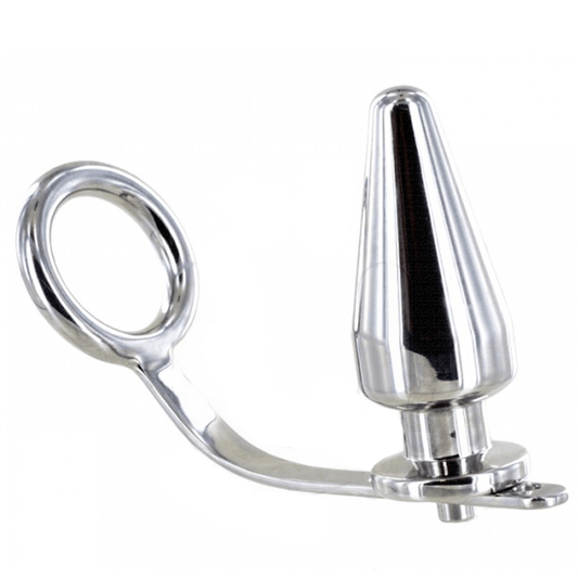 METAL HARD - STEEL RING WITH ANAL PLUG 45 X 45MM - Kink&Play