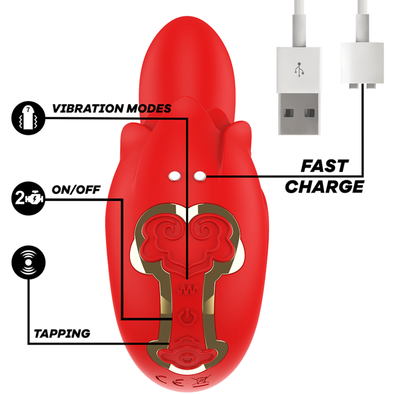 MIA - SELENA STIMULATOR VIBRATING + TAPPING RED - Kink&Play