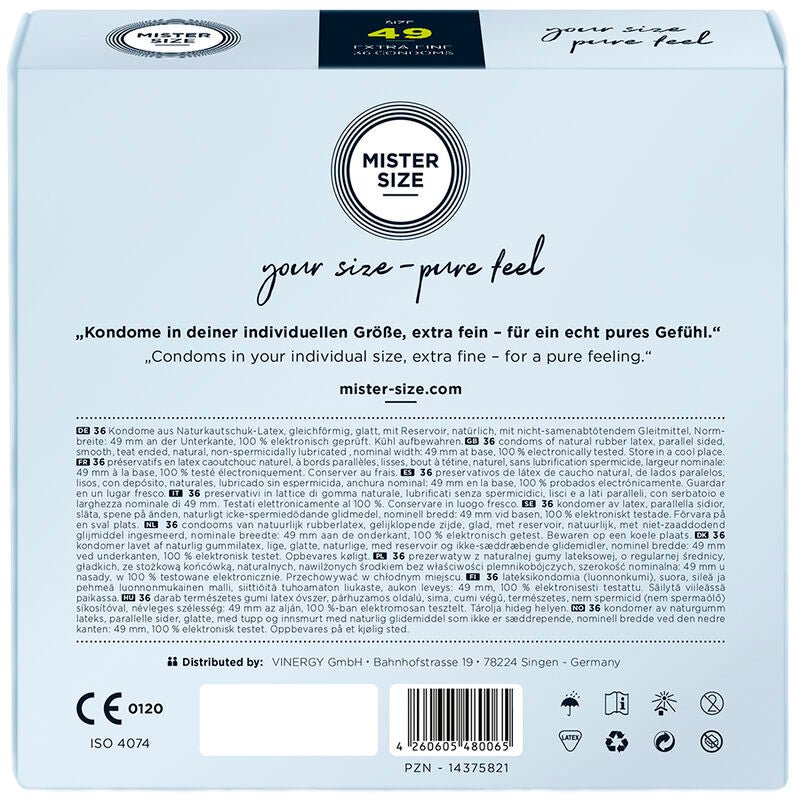 MISTER SIZE - CONDOM SIZE S 49 MM (36 UNITS) - Kink&Play