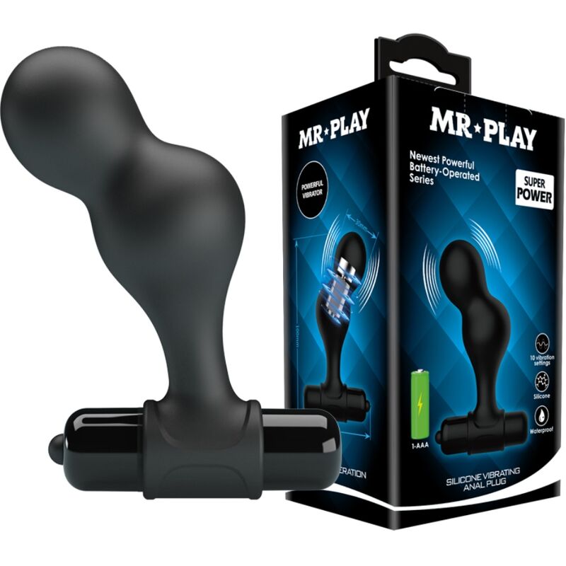 MR PLAY - BLACK SILICONE VIBRATOR ANAL PLUG - Kink&Play