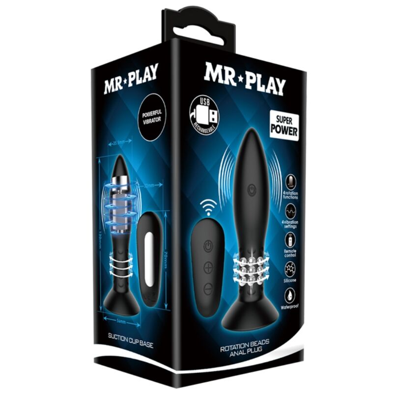 MR PLAY - PLUG WITH BLACK ROTATING BALLS REMOTE CONTROL - Kink&Play