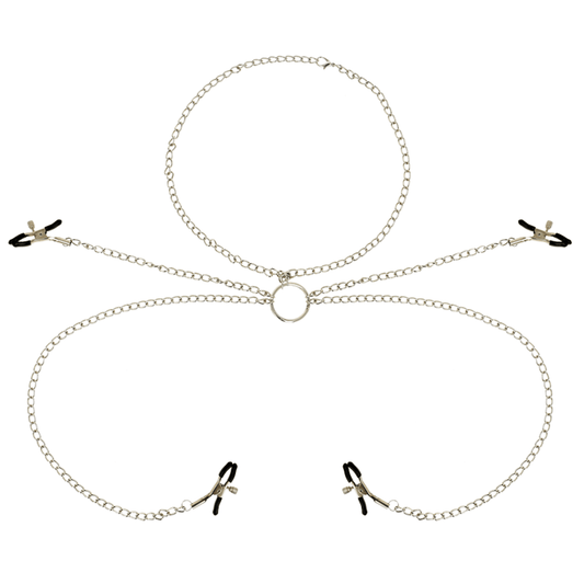 OHMAMA FETISH 4 NIPPLE CLAMPS WITH CHAIN NECKLACE - Kink&Play