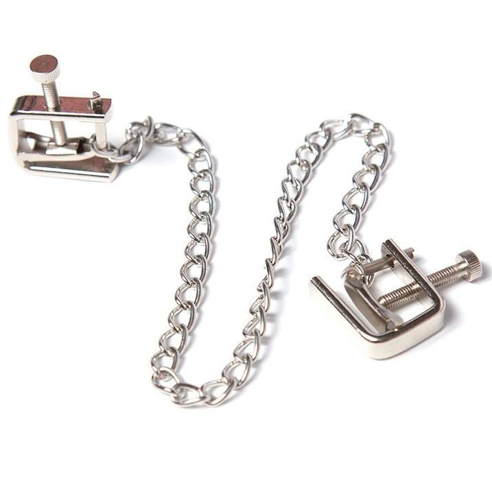 OHMAMA FETISH - METAL SCREW CLAMPS WITH CHAIN - Kink&Play